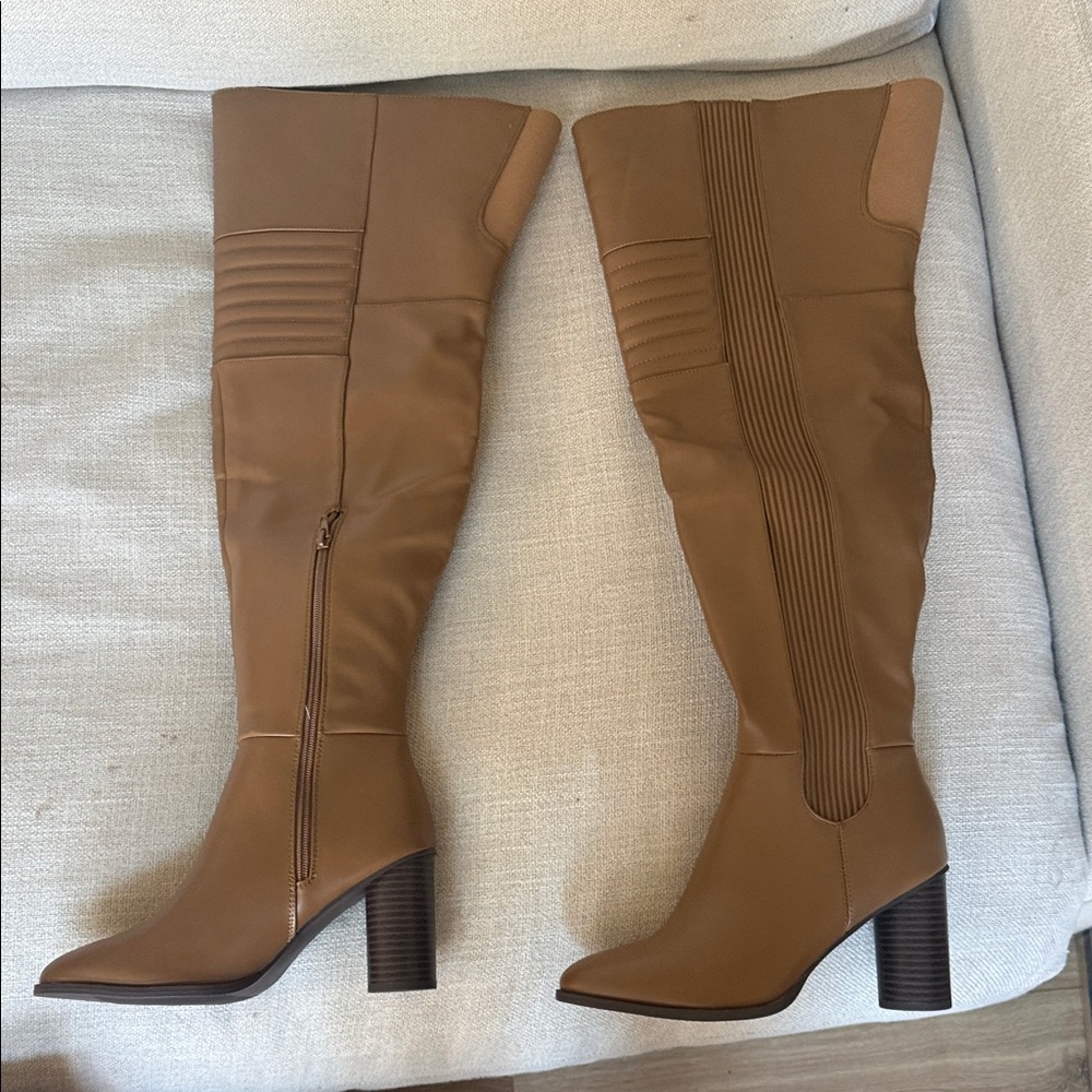 Stylish Tan Over the Knee Boots